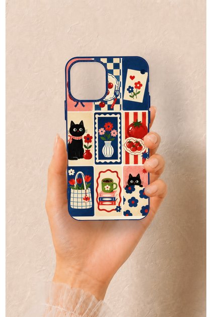 Cute Cat and Flower Pattern Silicone Case Compatible with iPhone 12-12Pro