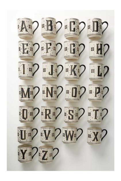 Bistro Tiled Margot Desenli Taş Seramik Monogram Kupa