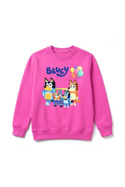 Bluey Baskılı Çocuk Premium Kışlık Sweatshirt Yumuşak Şardonlu İç Yüzey