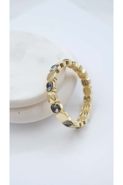 Gold Black Oval Ceramic Bracelet