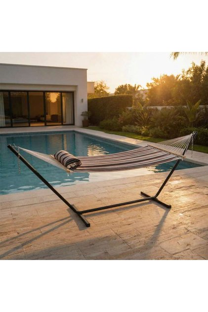 Chiara Outdoor Majlis Hammock With Stand And Pillow 374x100x105cm