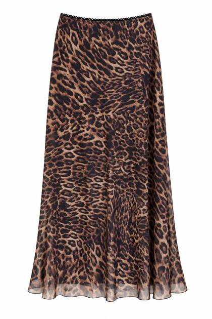 Leopard Printed Long Chiffon Skirt