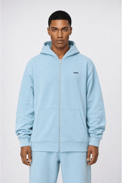 Men's Basic Oversize Zip Baby Blue