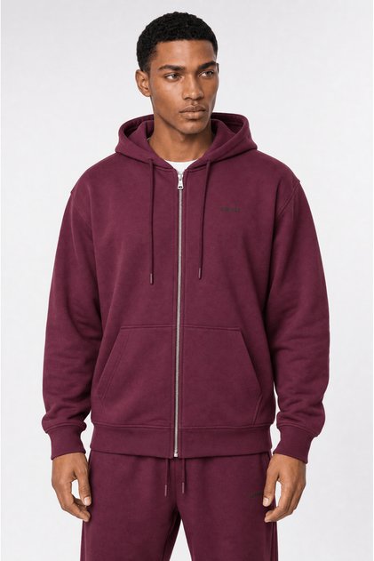 Men's Basic Oversize Zip Cherry