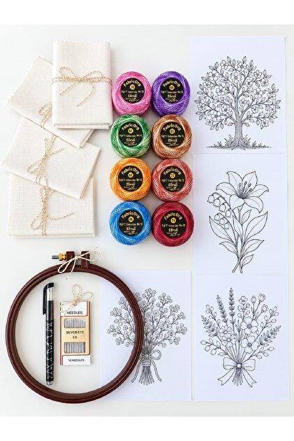 Ebruli Flowers Modern Embroidery Kit