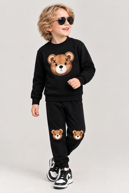 Bear Printed Boys' Tracksuit Set Ages 3-12
