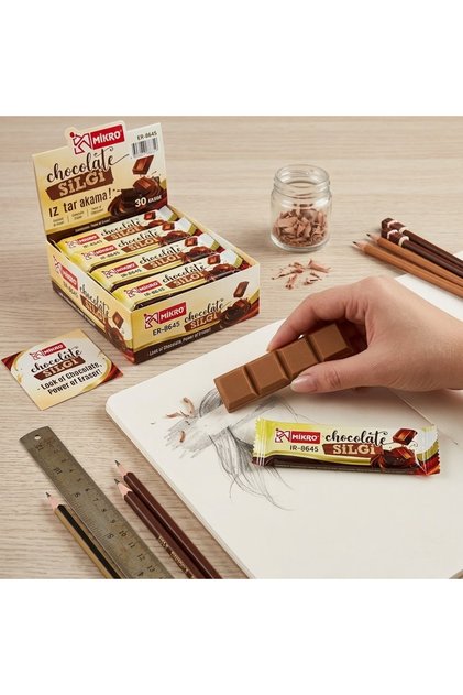 Mikro Çikolata Görünümlü Kahve Aromalı Kokulu Silgi - Paketli Eğlenceli Okul & Ofis Silgisi