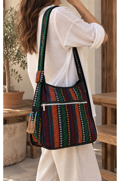 Ethnic Patterned Oversized Bohemian Shoulder Bag