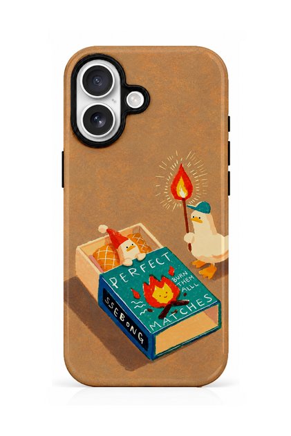 iPhone 16 Compatible - Matchmaking Ducks, Double Layer Tough Cover, Glossy Surface Protective Case