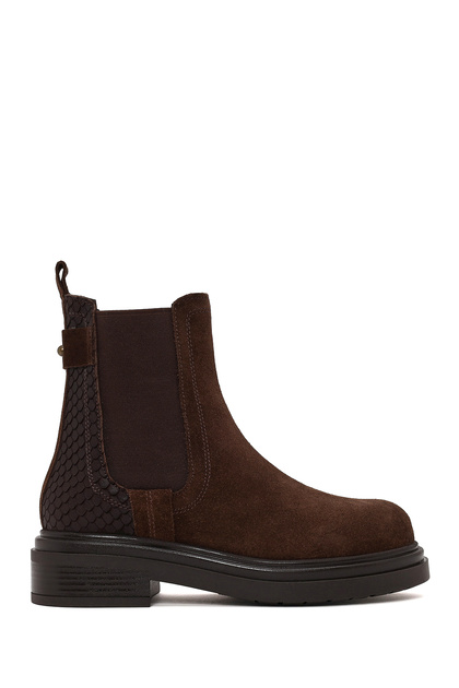 Women's Brown Thick-Soled Suede Leather Chelsea Boots Wf190051Ds