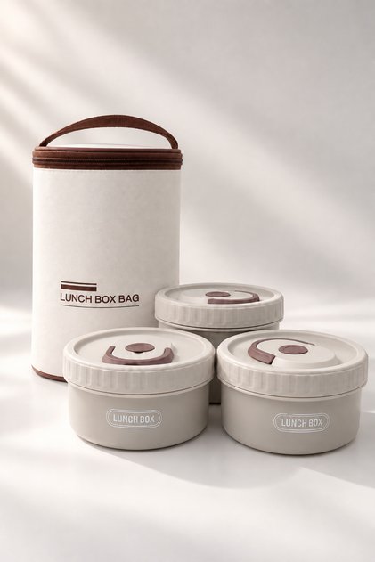 3’lü Yemek Saklama Kabı Seti Taşıma Çantalı Yeni Nesil Sefer Tası Lunch Box – Okul, Ofis ve Günlük Kullanım Beslenme Seti