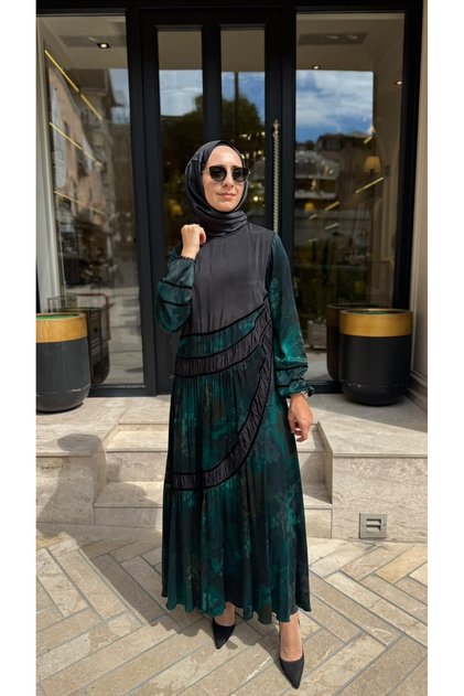40800 Parça Detay Kadın Elbise Yeşil
