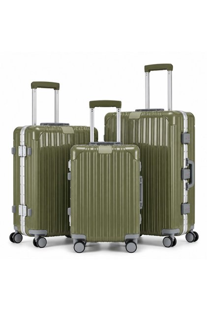 3PC Aluminum Frame Hardside Luggage 20/24/28 Inch with TSA Password Lock & Smooth Spinner Wheels, Lightweight Carry-On & Checked Suitcase Set for Family Trip