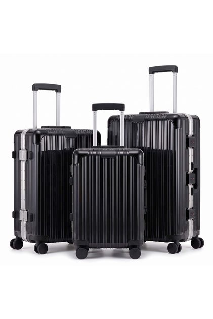 3PC Aluminum Frame Hardside Luggage 20/24/28 Inch with TSA Password Lock & Smooth Spinner Wheels, Lightweight Carry-On & Checked Suitcase Set for Family Trip
