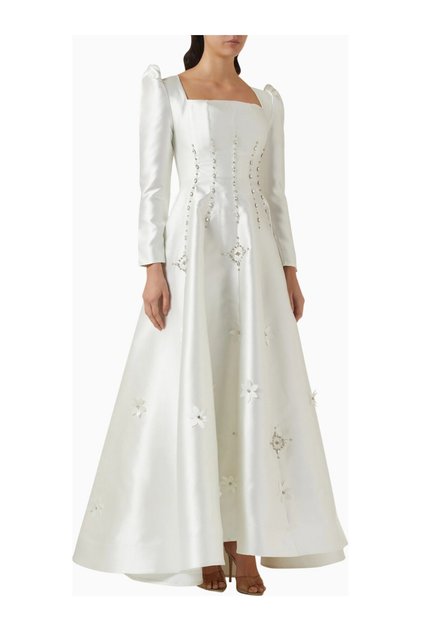 Crystal Embroidered Satin Maxi Women's Dress