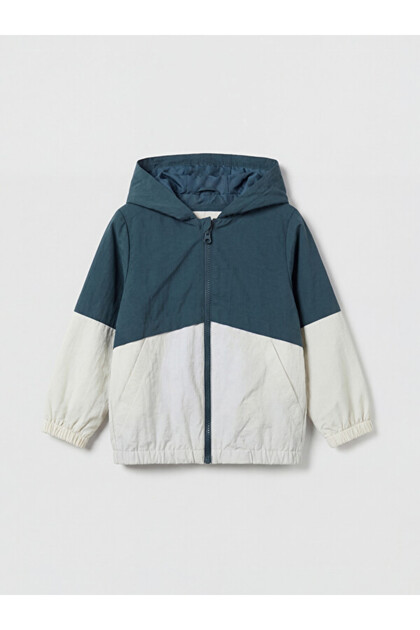 Boy's Hooded Color Block Raincoat