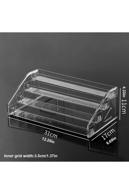 4layer - Transparent 1pc Multi-Layer Acrylic Buckle Nail Polish Display Rack Transparent Ladder Type