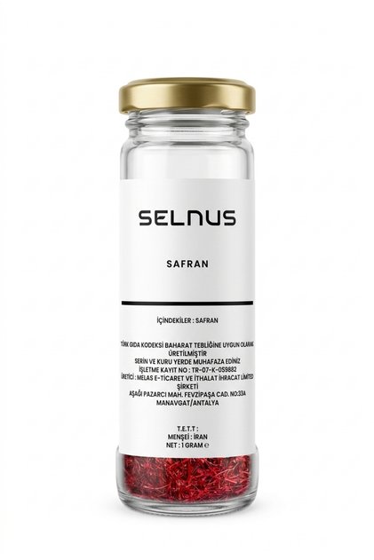 Safran 1 Gr Cam Kavanoz İran Safranı Kırmızı Tel Saffron Crocus
