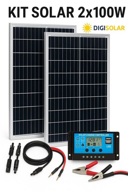 Kit panou solar de 200W pentru încărcarea bateriilor și a sistemelor de 12V