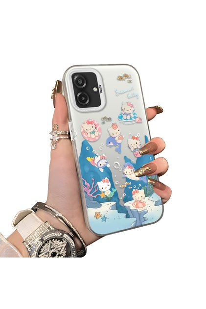 Samsung Galaxy A07 4g Compatible Submarine World Cartoon Cat Printed Phone Case Shock Absorption