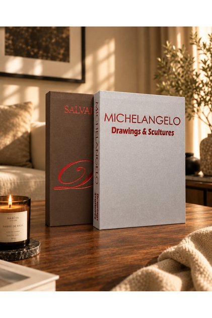 Set of 2 Decorative Book Boxes with Designs by Salvador Dali and Michelangelo