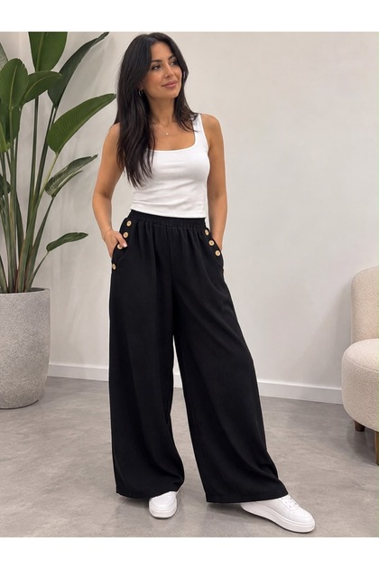 Women's Velvet Buttoned Palazo Pants