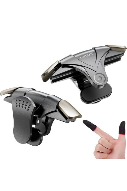 ET-F09 Dual Fan Mobile Phone Gaming Trigger with Mobile Gaming Thumb & Finger Sleeves Combo Fast-Response Capacitive Triggers for Mobile Gaming