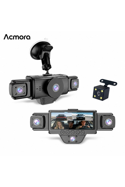 Cameră auto de bord cu 5 canale, 4K Ultra HD, WiFi, Ecran IPS de 3.5 ", Cameră spate, Viziune nocturnă, WDR, Senzor G, Monitorizare parcare, Negru