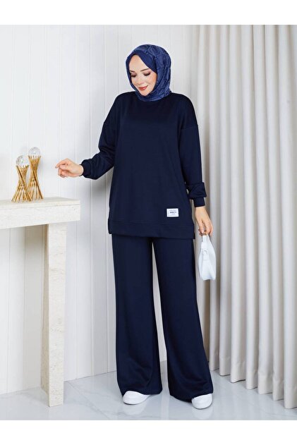 Women's Navy Blue Front Arma Detailed Oysho Basic Set Asf412