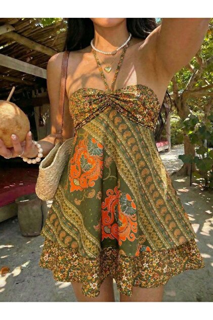 Rochie scurtă, mix de culori - M