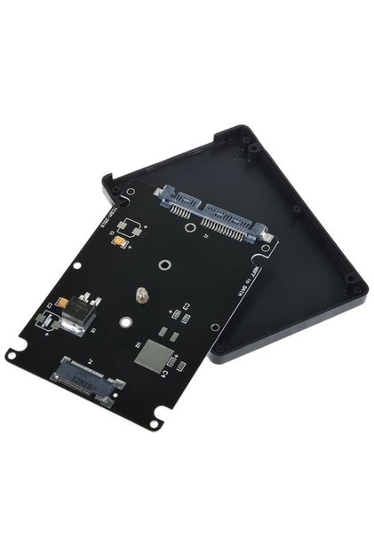 Adaptor convertor SSD M.2 NGFF (tip SATA) la SATA 3 de 2.5 inch cu carcasă, cheie B+M, negru
