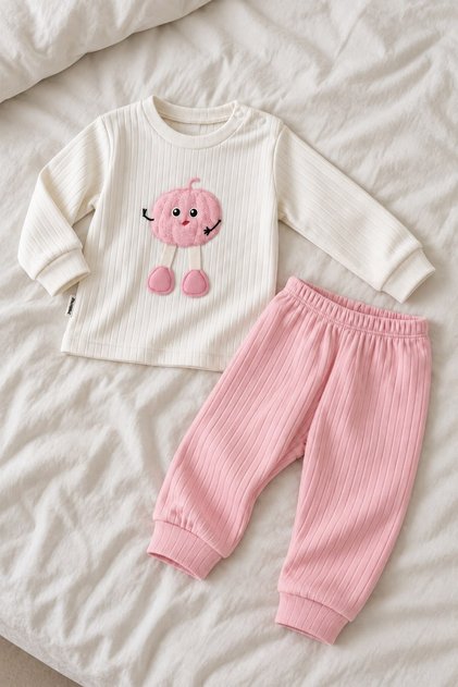 Baby Girl Set with Cute Pumpkin Figure, 2-Piece Top and Bottom Set, Seasonal, 3, 6, 9, 12 Months