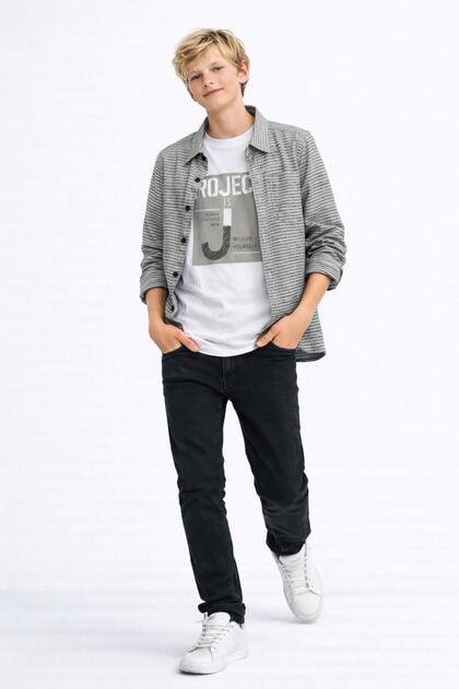 Boy's Seasonal 3-Piece Striped Shirt Set – Casual Stylish Combination (Short Sleeve Sweatshirt) 7211-g