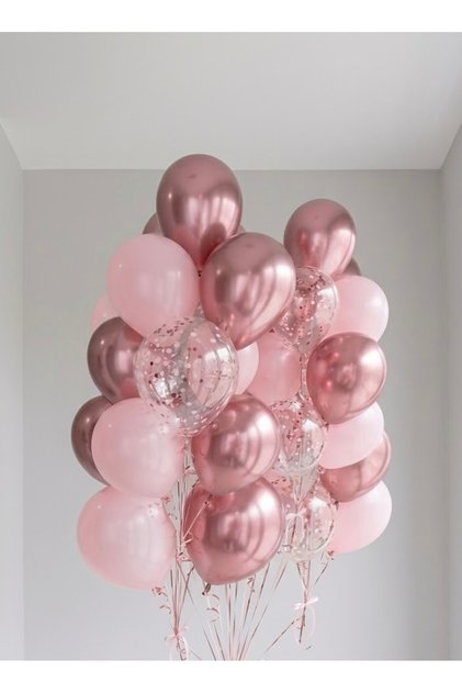 Pink Confetti Chrome Baby Girl Concept Balloon Garland – 30Th Birthday and Party Decoration Set