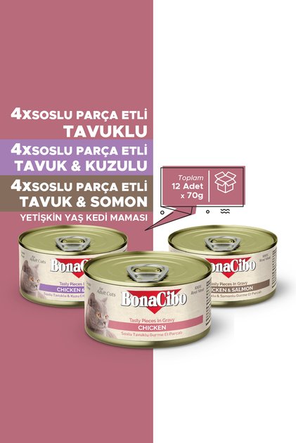 Gurme Et Parçalı Karışık Kedi Yaş Maması 85 g x 12 Adet