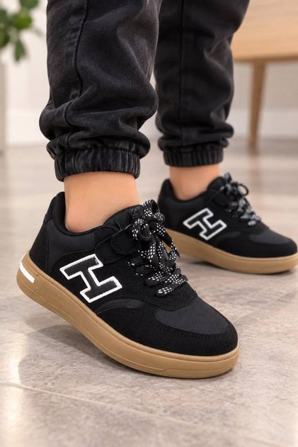 Girl's Black Detailed Sneaker Sports Shoes