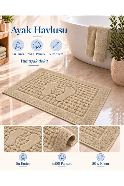 Bath Mat 1 Piece Foot Towel with Water Absorption 100% Cotton Hotel Bath Towel Foot 50X70 Mustard