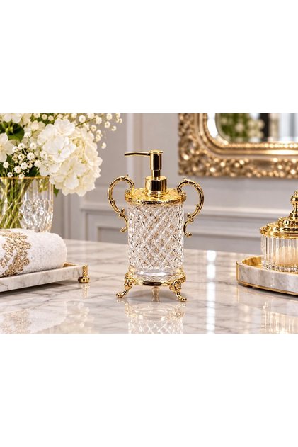 Esterhomedecor One-Piece Handle Brass Plated Liquid Soap Dispenser Ysn031