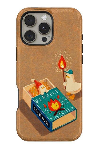 iPhone 16 Pro Max Compatible - Matchmaking Ducks, Dual Layer Tough Cover, Glossy Surface Protective Glossy Case