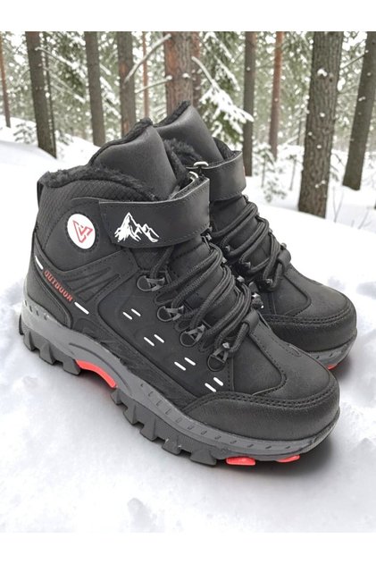 Boys' Water-Resistant, Cold-Resistant, Zippered, Velcro-Strapped, Fully Fur-Lined Snow Boots