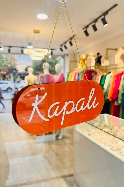 Oval Plexiglass Open Closed Sign with Suction Cup Shop Boutique Workplace Open Closed Plexiglass Sign Stylish Design - Orange White