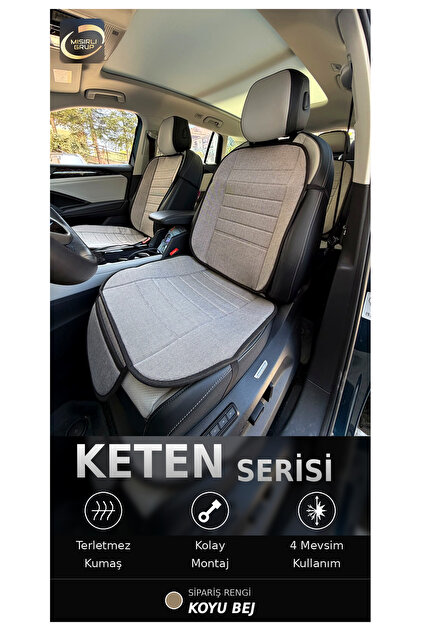 Chery Tiggo 8 Pro (2023-2026) Ön ve Arka Koltuk Terletmez Dolgulu Keten Koltuk Minder / Kılıf Set