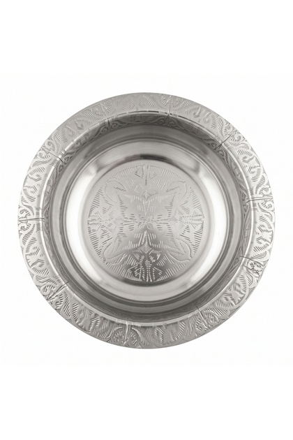 Stainless Steel Deep Salad Plate 20 cm Patterned Luxury Appetizer Bowl Tableware Plate