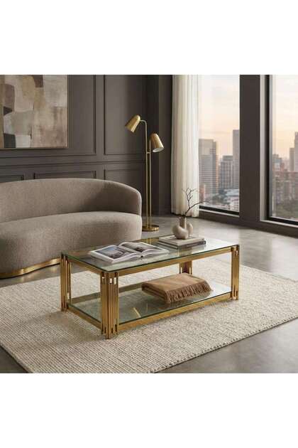 PYRUS COFFEE TABLE GLASS - GOLD