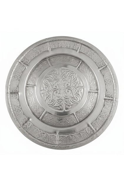 Stainless Steel Mixed Serving Plate 31 cm Patterned Luxury Set of 6 (6 Pieces) Large Size Presentation Serving Plate