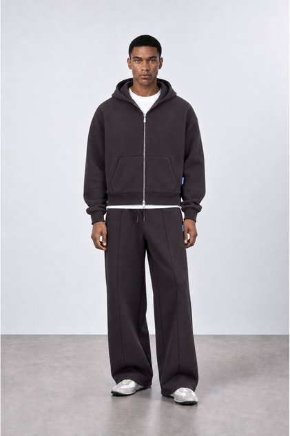 Men's Basic Panda Oversize Zip Coffee