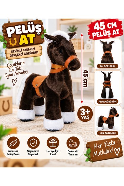45 cm Plush Horse Soft Toy with Realistic Design for Ages 3+ Fk-29
