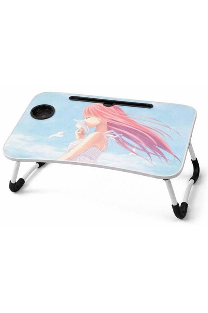 Foldable Laptop Bed Table - Multi-Purpose Portable Lap Desk for Kids & Adults, Study Tray with Cup Holder & Tablet Slot for Bed, Sofa & Couch