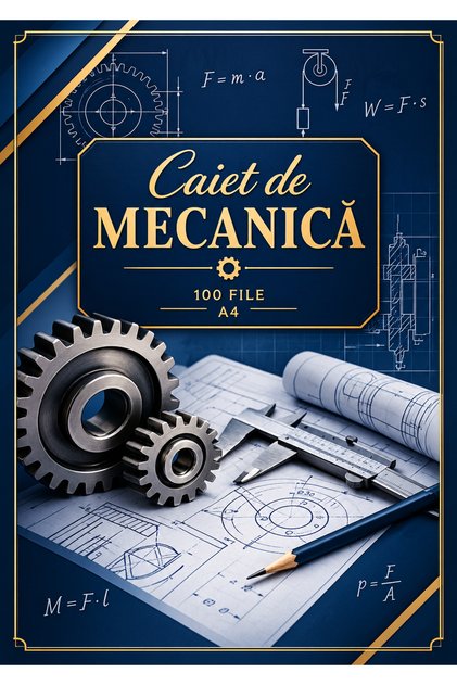 CAIET MECANICA 100 FILE A4 (200 PAGINI) COPERTI CARTONATE PRINDERE CU SPIRALE
