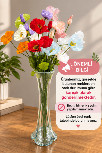 4 Çiçekli Gelincik Yapay Çiçek Dalı 60 Cm 1 ADET ( RENK SEÇENEĞİ YOKTUR STOK DURUMUNA GÖRE GÖNDERİLİ